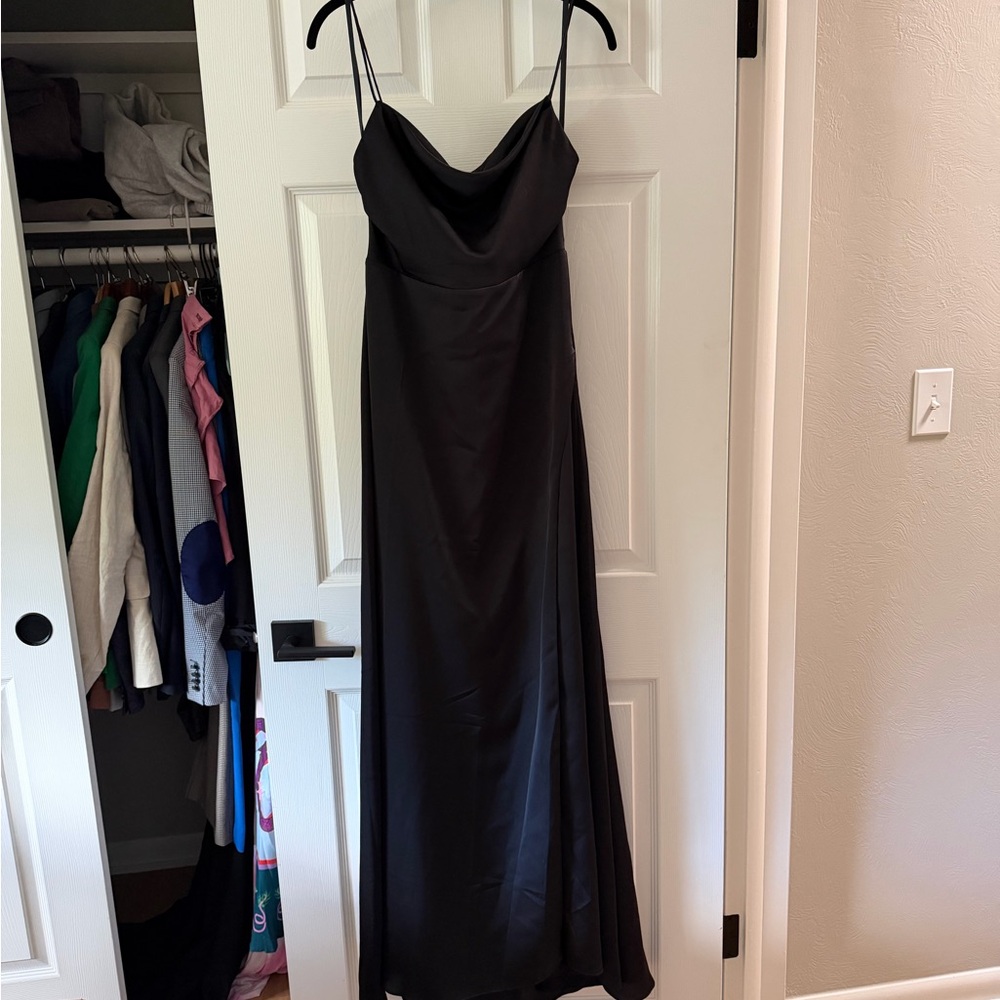 Free People Black Satin Cowl Maxi Dress